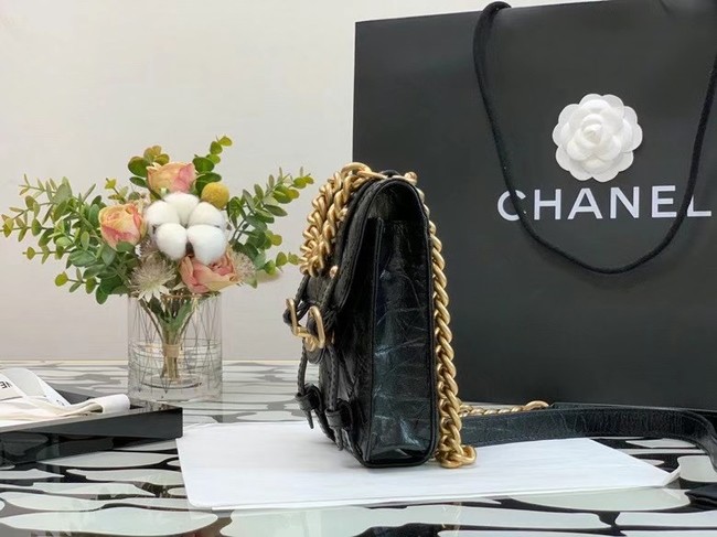 Chanel FLAP BAG Aged Calfskin & Gold-Tone Metal AS2695 Black