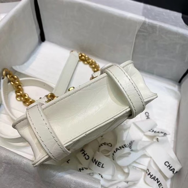 Chanel FLAP BAG Aged Calfskin & Gold-Tone Metal AS2695 white