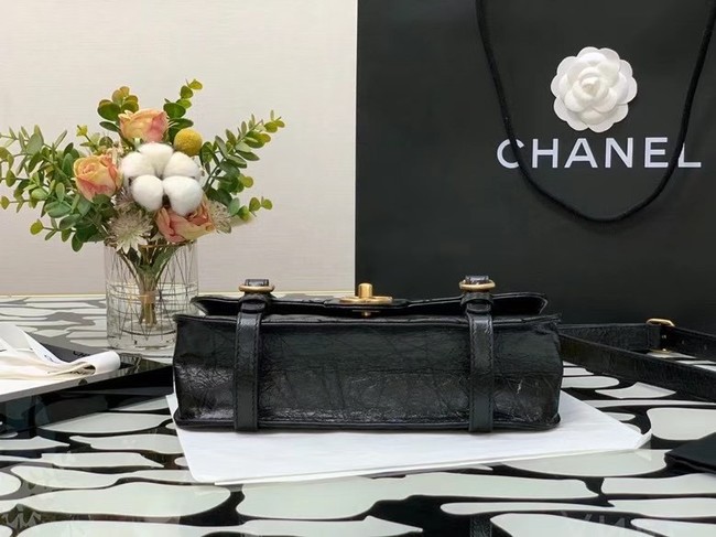 Chanel FLAP BAG Aged Calfskin & Gold-Tone Metal AS2696 Black