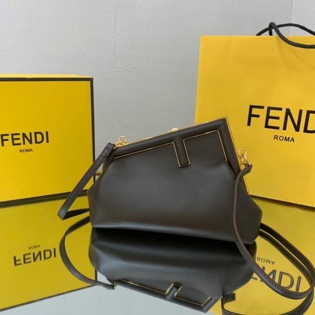 FENDI FIRST SMALL Dark brown leather bag 8BP129A