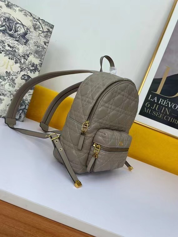 SMALL DIOR BACKPACK Cannage Lambskin M9222U Taupe