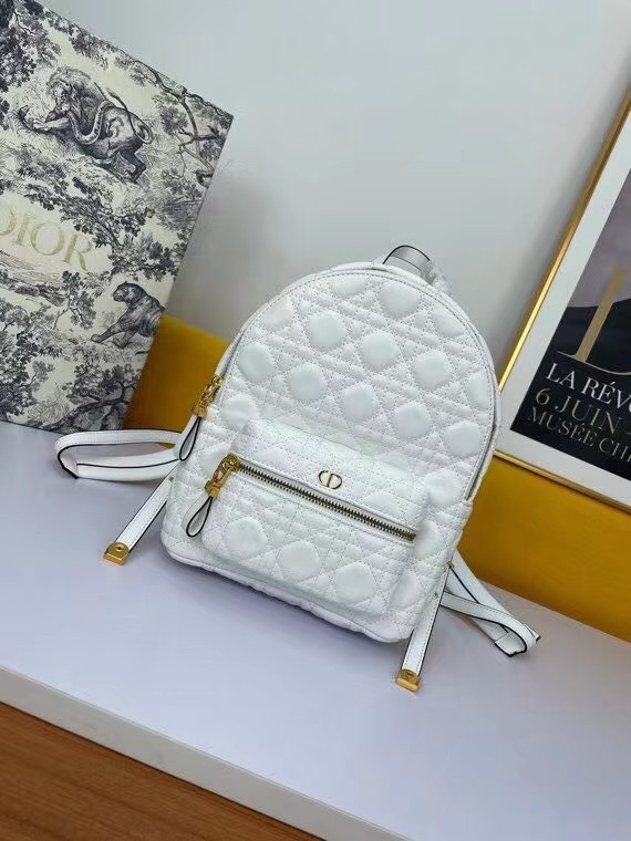 SMALL DIOR BACKPACK Cannage Lambskin M9222U WHITE