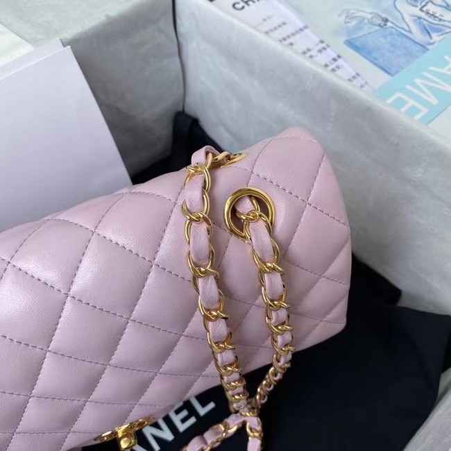 chanel classic handbag Lambskin & gold Metal A01112 pink