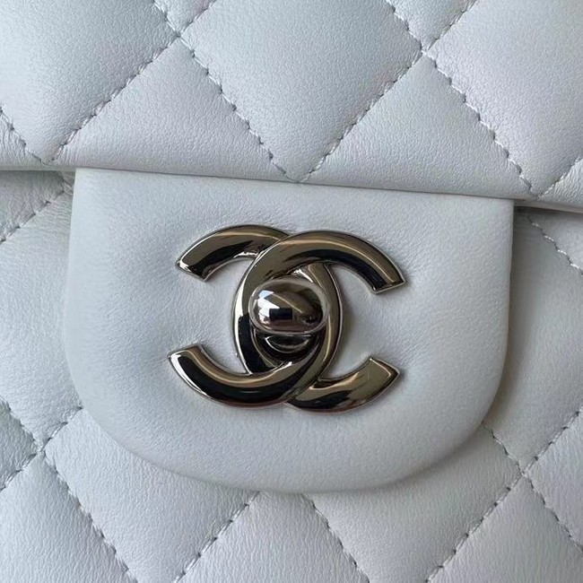 chanel classic handbag Lambskin & silver Metal A01112 white