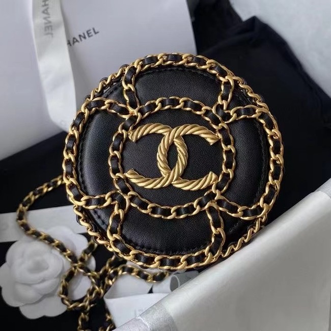 Chanel Drawstring Bag Lambskin & Gold Metal AP2257 black