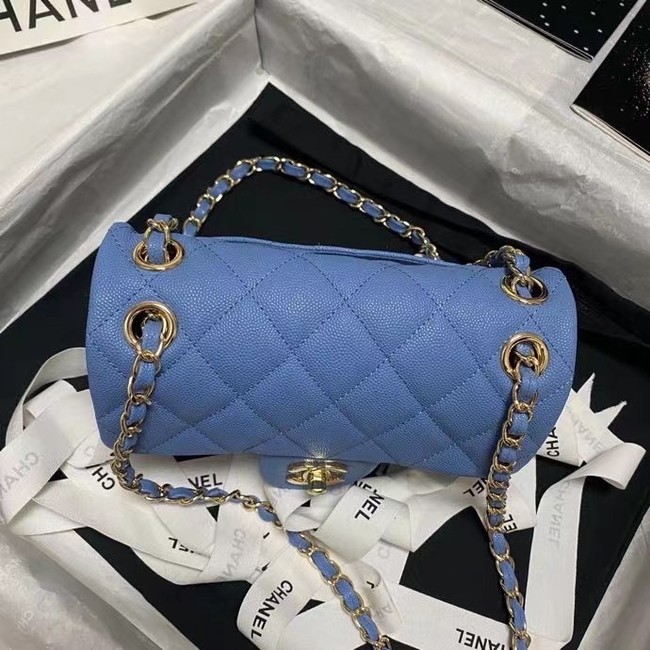 Chanel Flap Shoulder Bag Grained Calfskin AS9960 blue