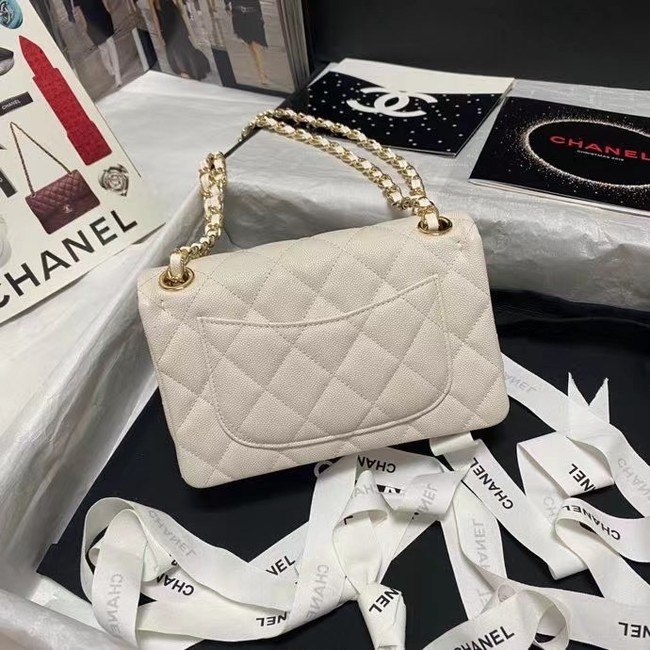 Chanel Flap Shoulder Bag Grained Calfskin AS9960 white