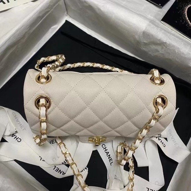 Chanel Flap Shoulder Bag Grained Calfskin AS9960 white