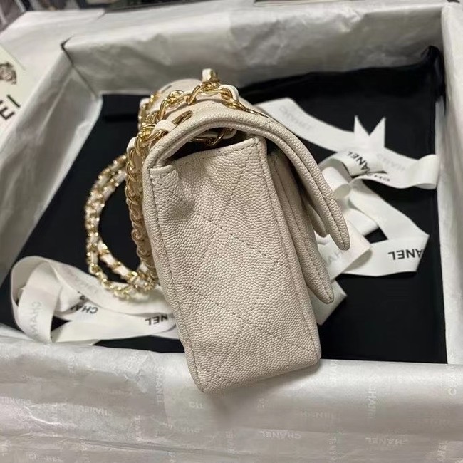 Chanel Flap Shoulder Bag Grained Calfskin AS9960 white