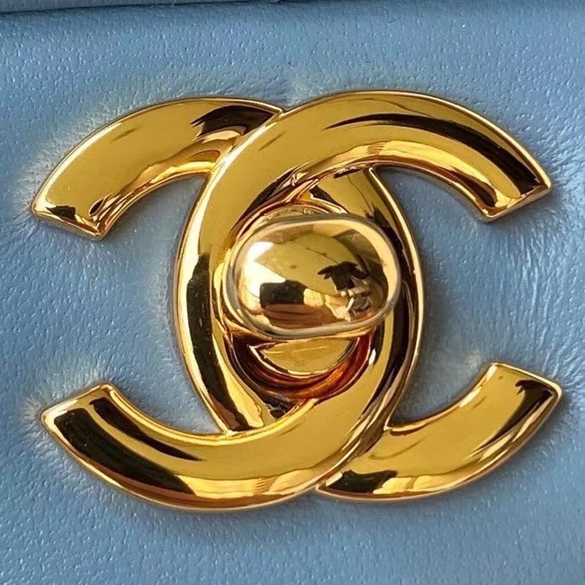 chanel classic handbag Lambskin & gold Metal A01112 blue