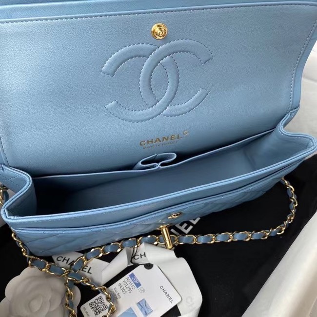 chanel classic handbag Lambskin & gold Metal A01112 blue