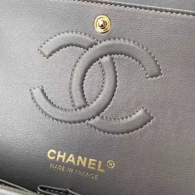 chanel classic handbag Lambskin & gold Metal A01112 dark grey