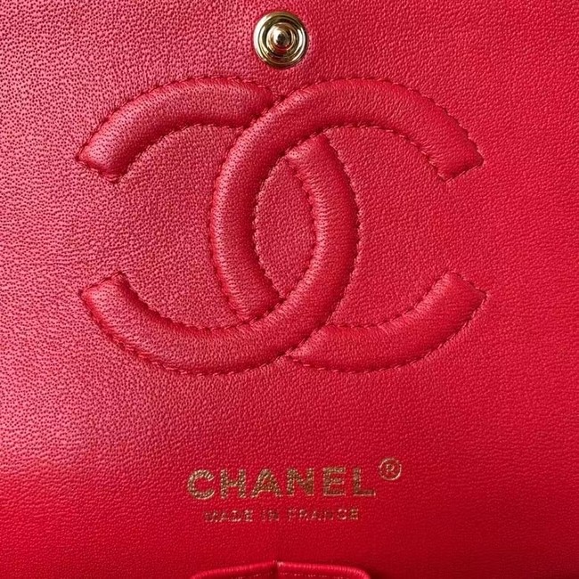 chanel classic handbag Lambskin & gold Metal A01112 red