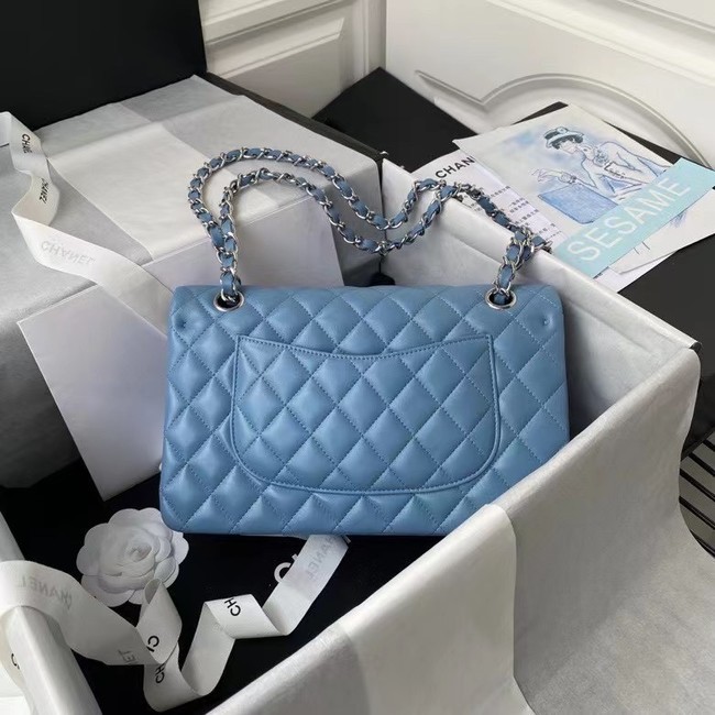 chanel classic handbag Lambskin & silver Metal A01112 blue