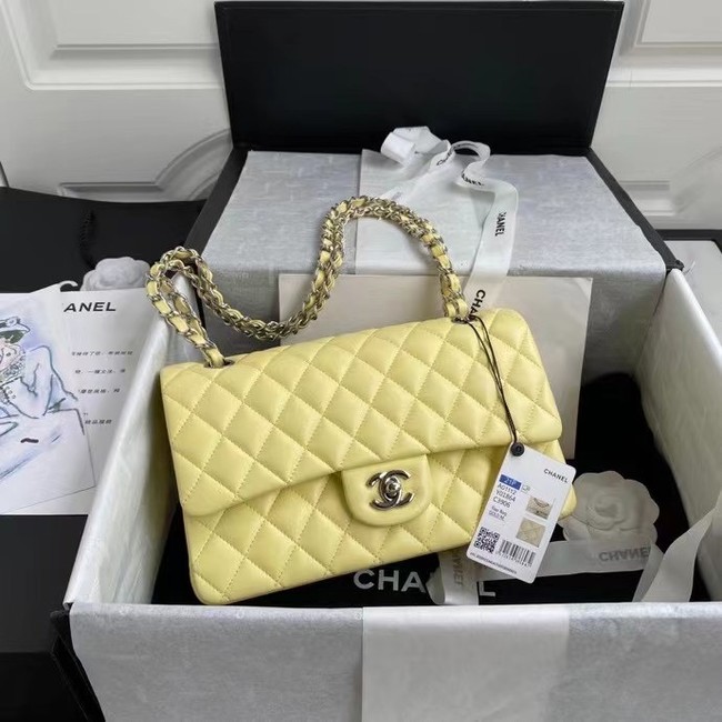 chanel classic handbag Lambskin & silver Metal A01112 yellow