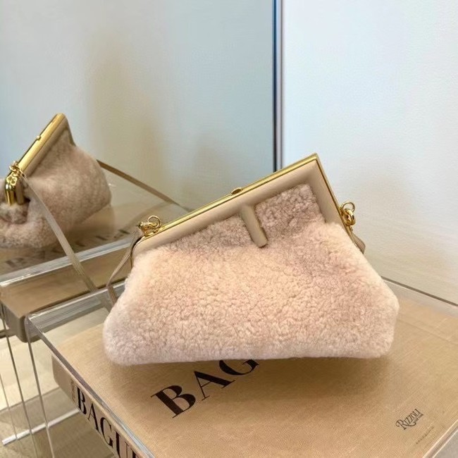 FENDI FIRST SMALL Pink sheepskin bag 8BP129AH