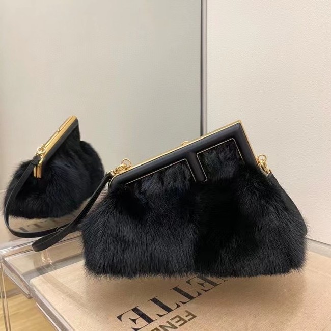 FENDI FIRST SMALL black mink bag 8BP129A