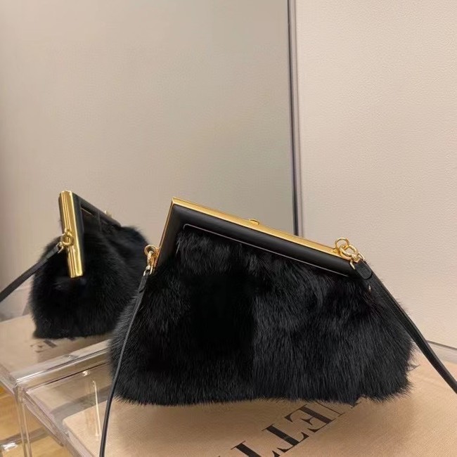 FENDI FIRST SMALL black mink bag 8BP129A