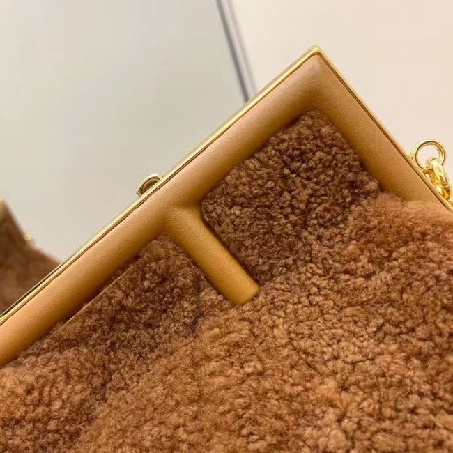 FENDI FIRST SMALL brown sheepskin bag 8BP129AH