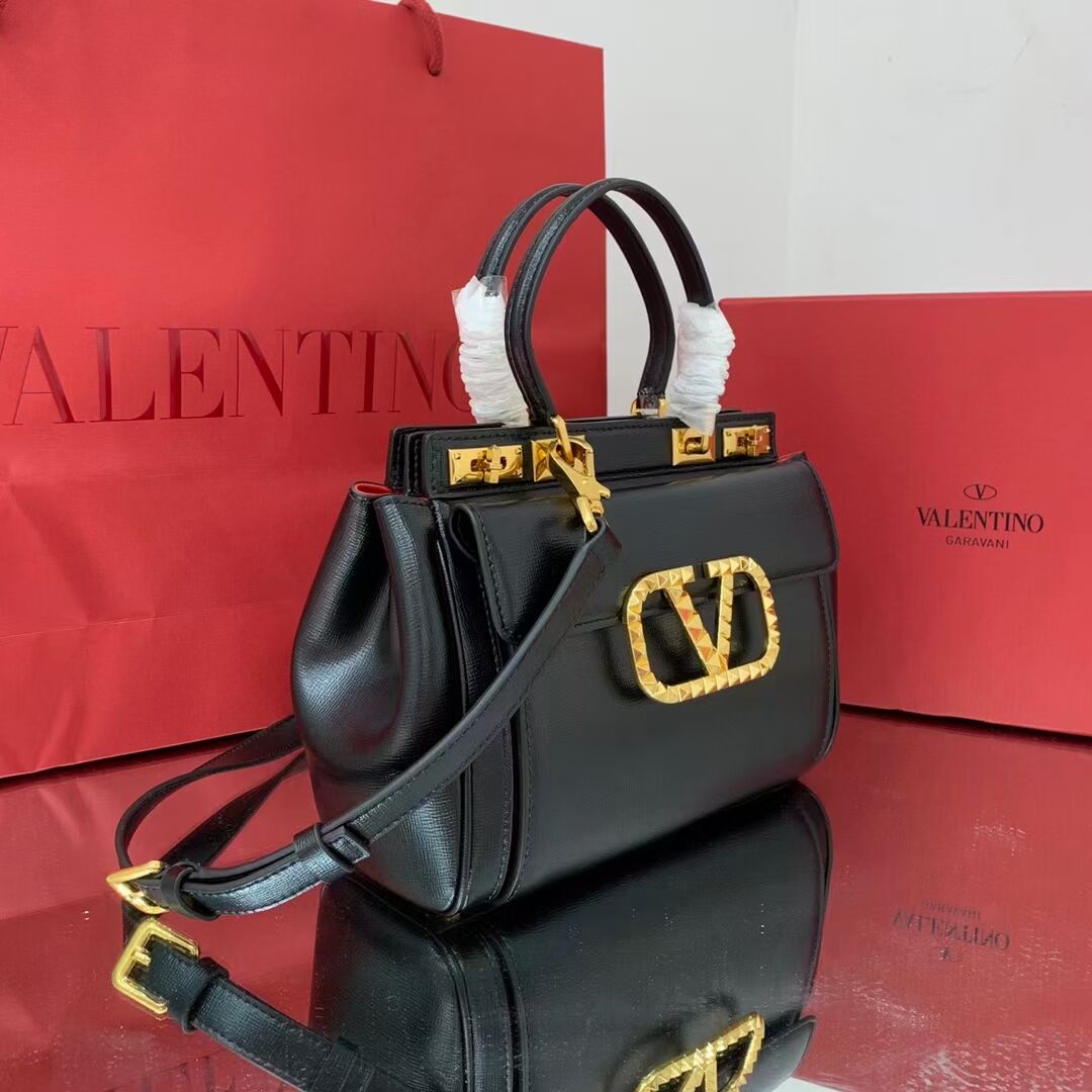 VALENTINO calf leather handbag V0754 BLACK