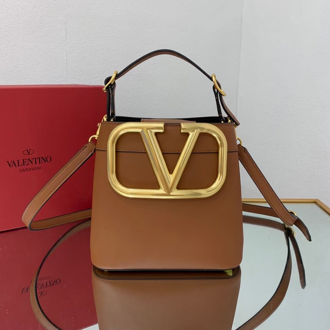 VALENTINO calf leather handbag V0754 brown