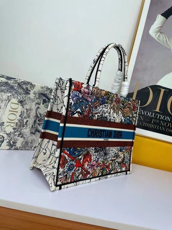 DIOR BOOK TOTE Latte Multicolor Dior Constellation Embroidery M1286Z