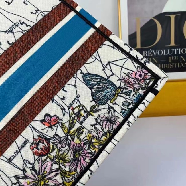 DIOR BOOK TOTE Latte Multicolor Dior Constellation Embroidery M1286Z