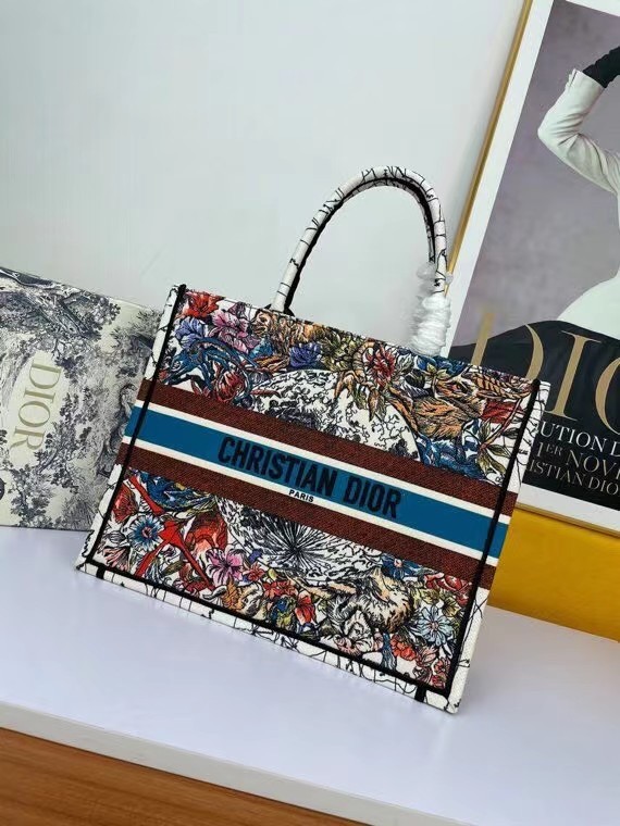 DIOR BOOK TOTE Latte Multicolor Dior Constellation Embroidery M1286Z