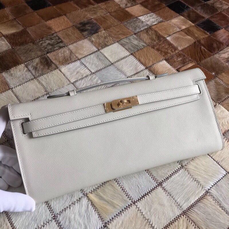 Hermes Kelly 31cm Clutch Original Epsom Leather KL31 White