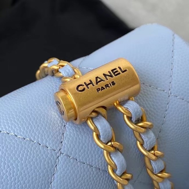 Chanel Flap Shoulder Bag Original leather AS2855 sky blue