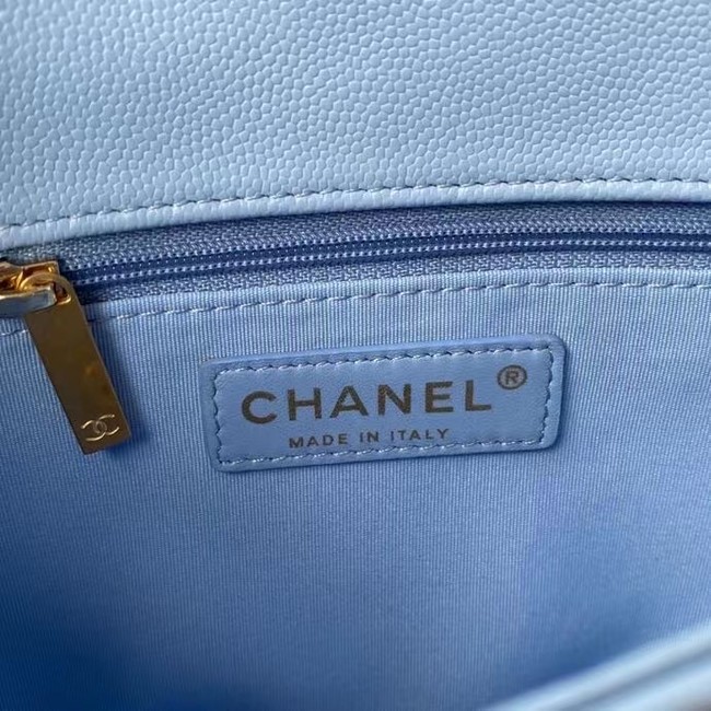 Chanel Flap Shoulder Bag Original leather AS2855 sky blue