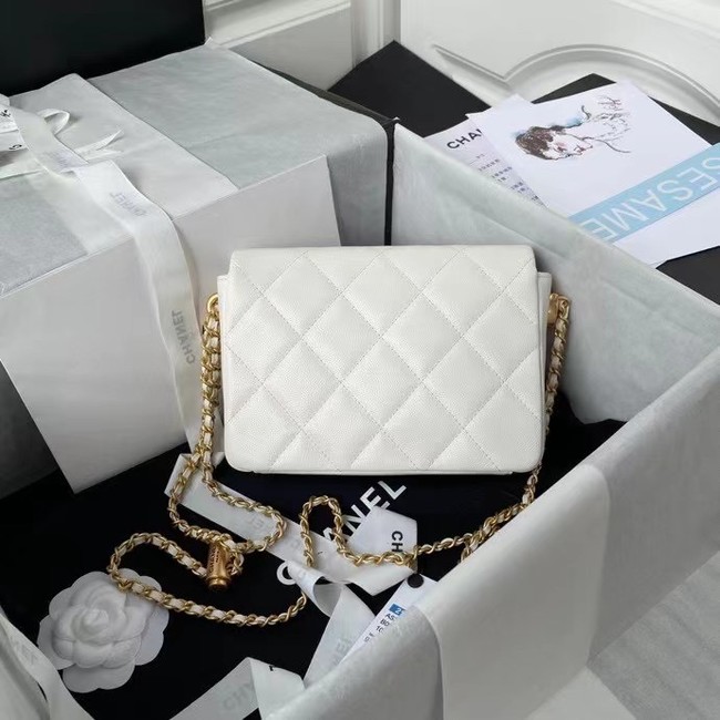 Chanel Flap Shoulder Bag Original leather AS2855 white