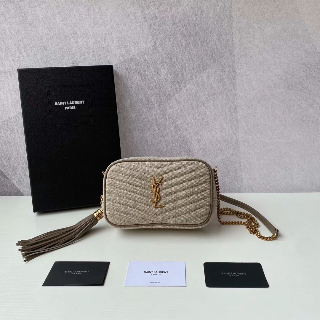 Yves Saint Laurent MINI IN QUILTED Y LINEN Y681158 grey