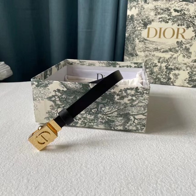 DIOR Leather 17MM Belt B0118UM black gold Buckle