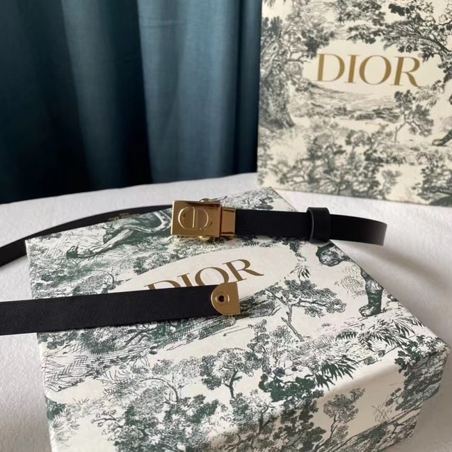 DIOR Leather 17MM Belt B0118UM black gold Buckle