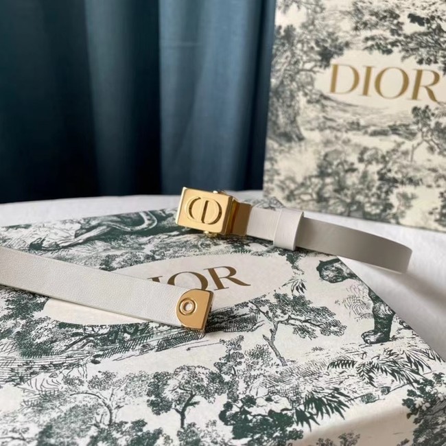 DIOR Leather 17MM Belt B0118UM white gold Buckle