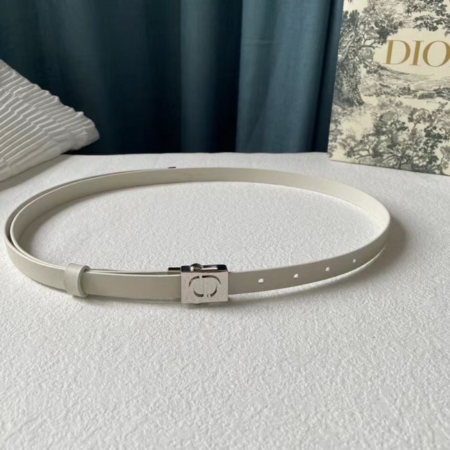 DIOR Leather 17MM Belt B0118UM white Silver Buckle