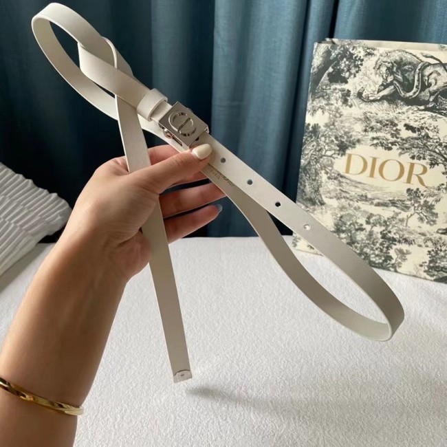 DIOR Leather 17MM Belt B0118UM white Silver Buckle