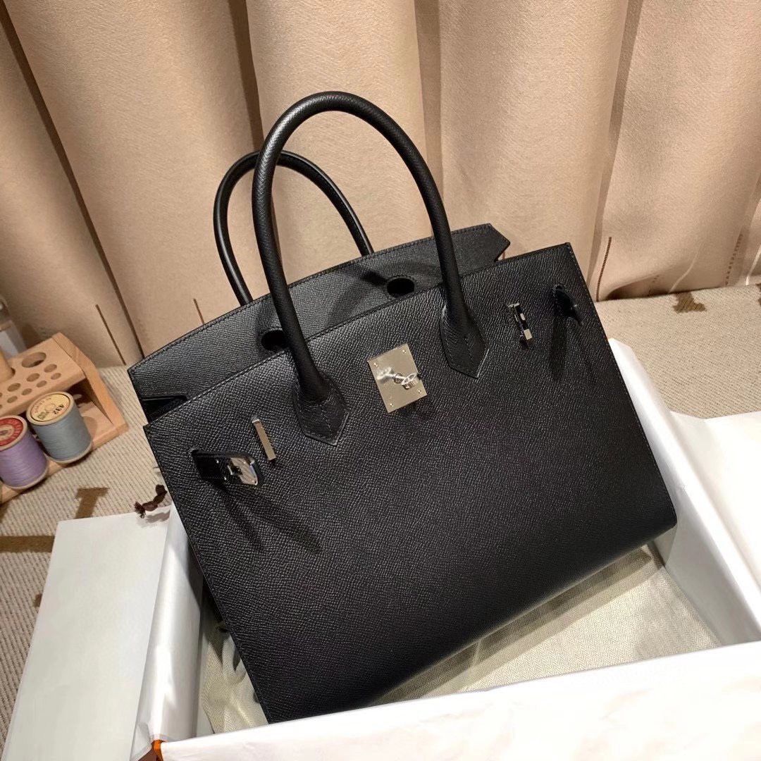 Hermes Birkin Bag Original Epsom Leather 30CM 17825 Black