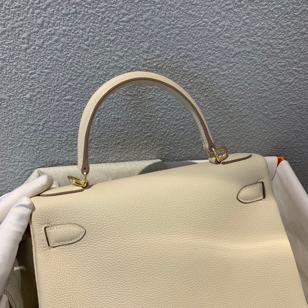 Hermes Kelly 28cm Shoulder Bags Togo Leather KL28 Cream