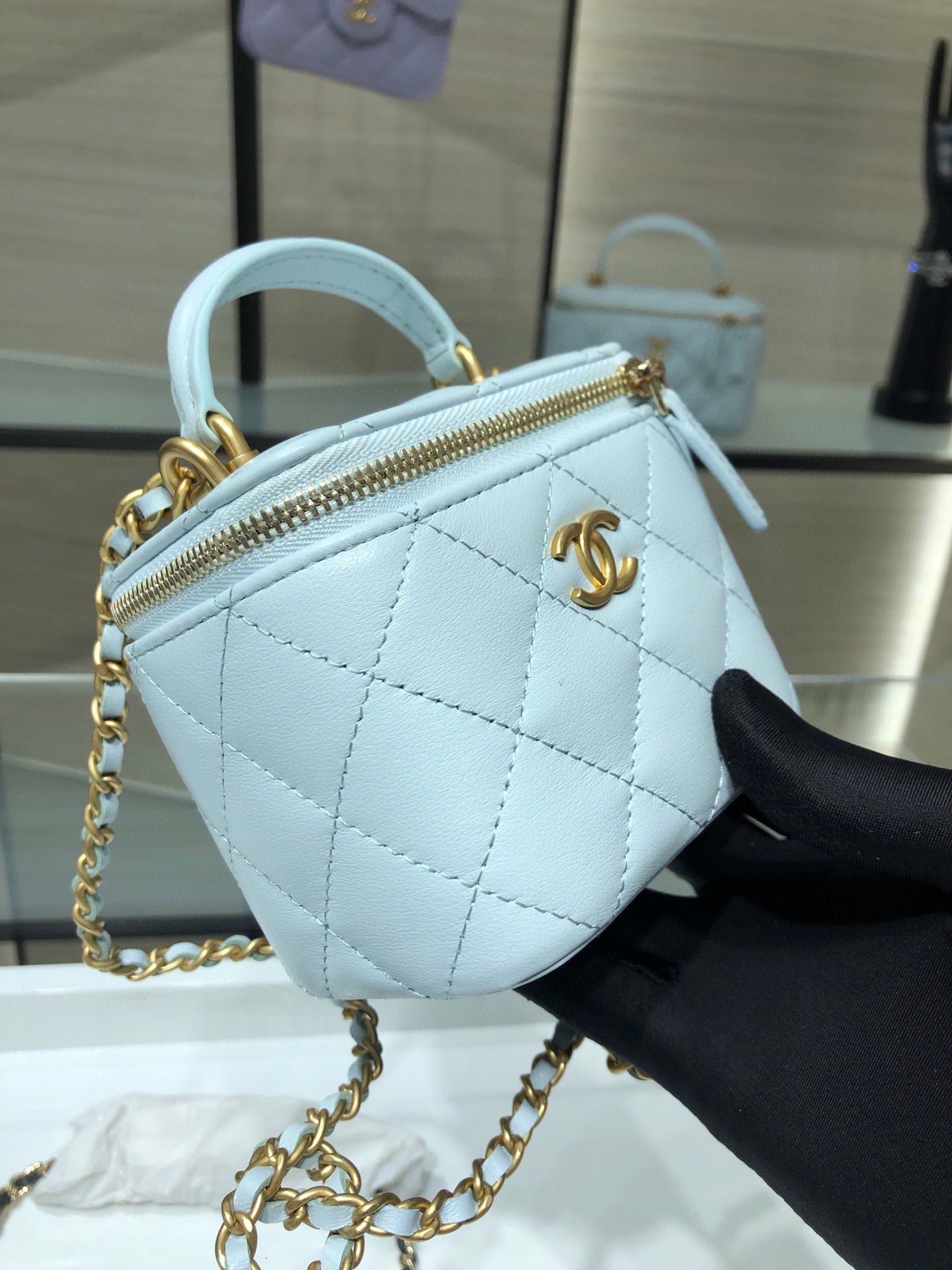 Chanel Original Small classic chain box handbag AP2198 Light Blue