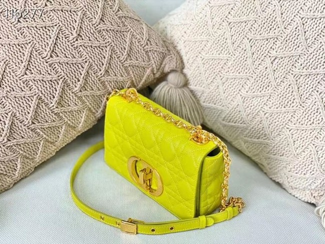 Dior SMALL DIOR CARO BAG Soft Cannage Calfskin M9241 lemon