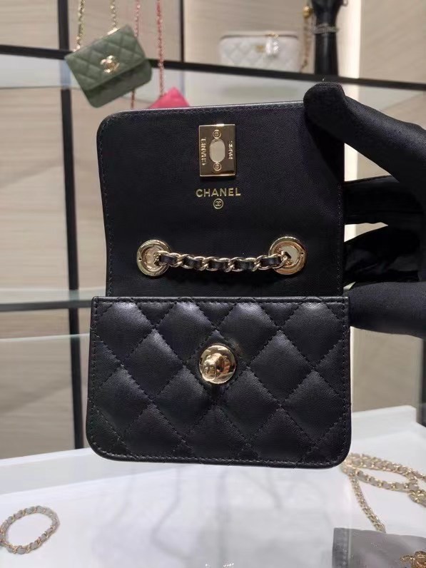 Chanel mini Flap Shoulder Bag Original leather AP2301 black