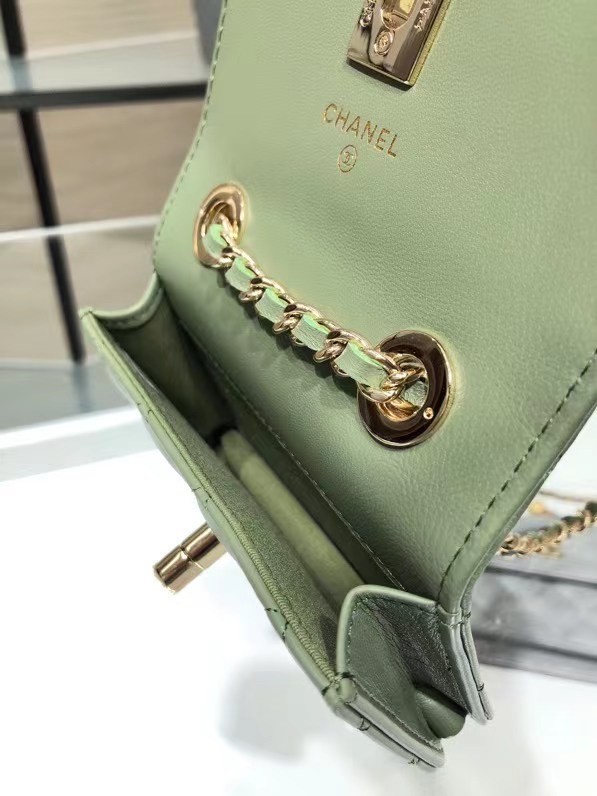 Chanel mini Flap Shoulder Bag Original leather AP2301 green