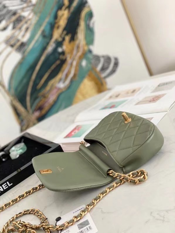 Chanel mini Flap Shoulder Bag Original leather AP2344 green