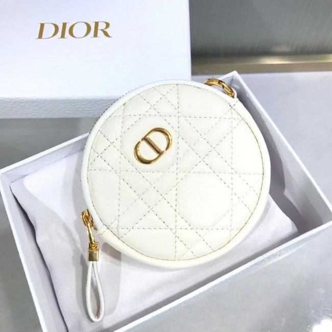 DETACHABLE DIOR CARO ROUND COIN PURSE S5035U white