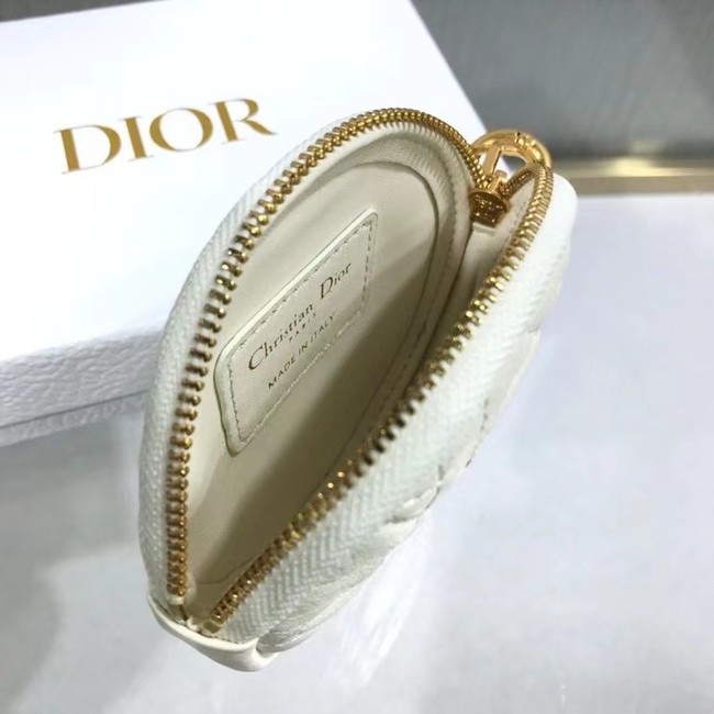 DETACHABLE DIOR CARO ROUND COIN PURSE S5035U white