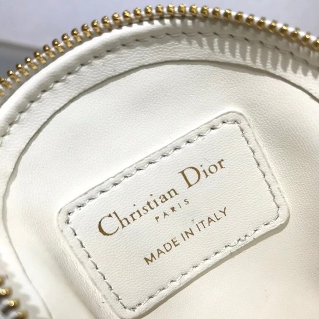 DETACHABLE DIOR CARO ROUND COIN PURSE S5035U white