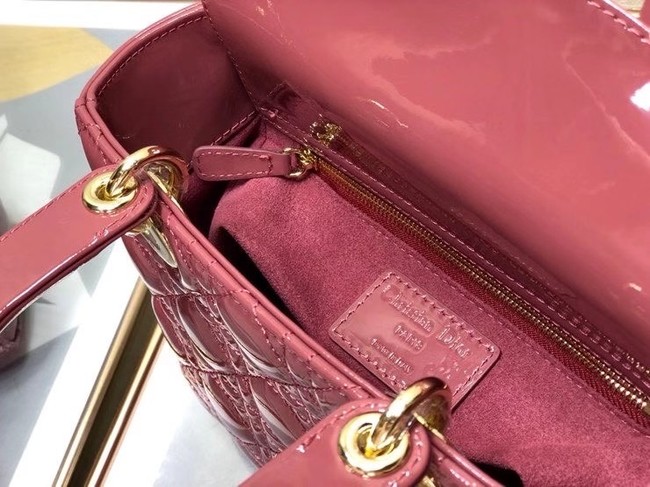 SMALL LADY DIOR BAG Red Patent Calfskin M0531 pink