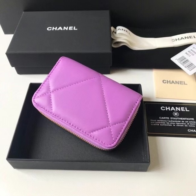 Chanel 19 Zip Card bag AP0949 Lavender